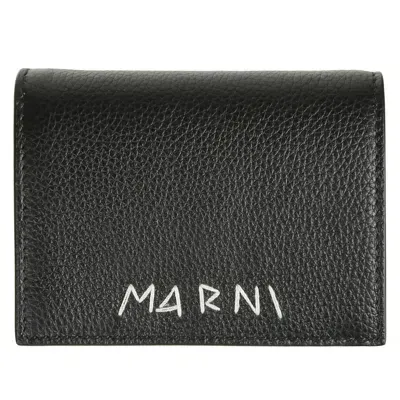 Marni Logo-embroidered Bi-fold Wallet In Black