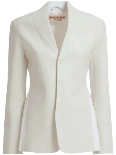 Marni Logo-embroidered Blazer In White