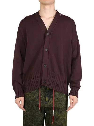 Marni Logo-embroidered Cardigan In Red