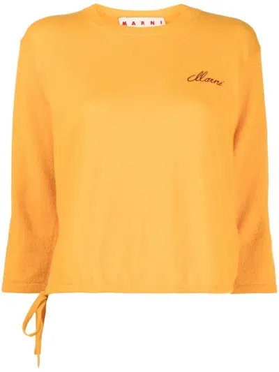 Marni Logo-embroidered Cashmere Jumper In Yellow