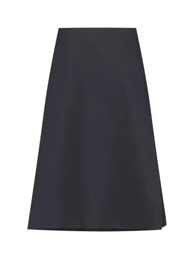 Marni Logo Embroidered Flared Midi Skirt In Black