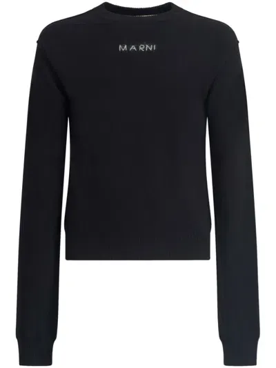 Marni Logo-embroidered Jumper In Black