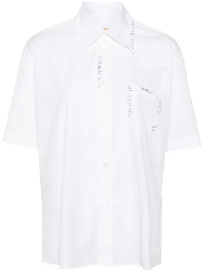 Marni Logo-embroidered Shirt In White