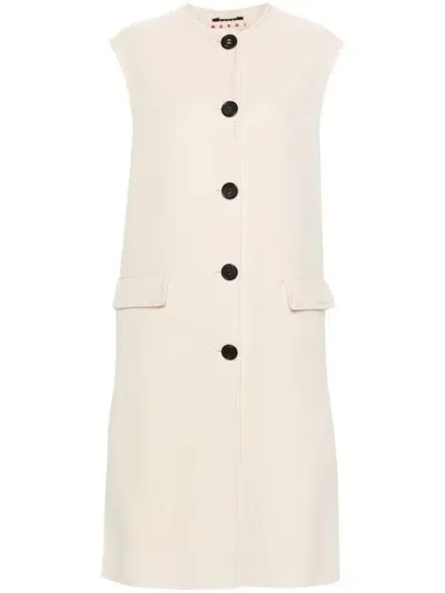 Marni Wool Blend Midi Vest Dress In Cream