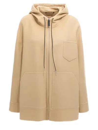 Marni Logo Embroidery Hooded Jacket In Beige