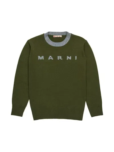 Marni Kids' Logo Jumper In Green