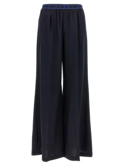 Marni Logo Pants In Blue