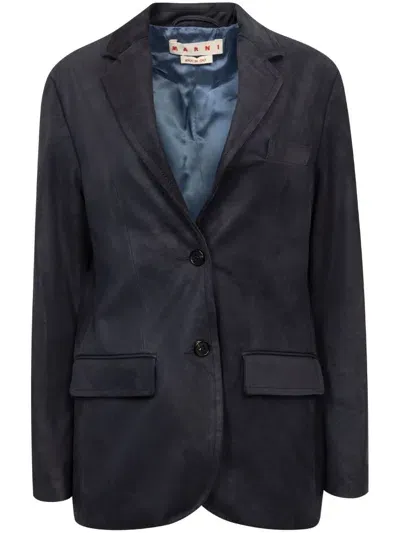 Marni Logo-patch Blazer In Black