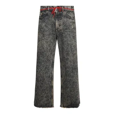 Marni Logo Patch Drawstring Jeans In Nomad