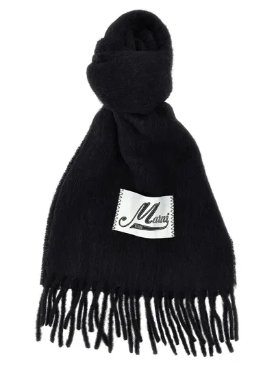 Marni Logo Patch Scarf Scarves, Foulards In Black