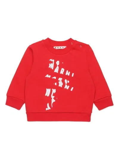 Marni Babies' Sweatshirt Mit Logo-print In Rot