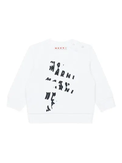 Marni Babies' Sweatshirt Mit Logo-print In Weiss