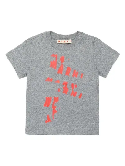 Marni Babies' Logo-print Cotton T-shirt In Grey