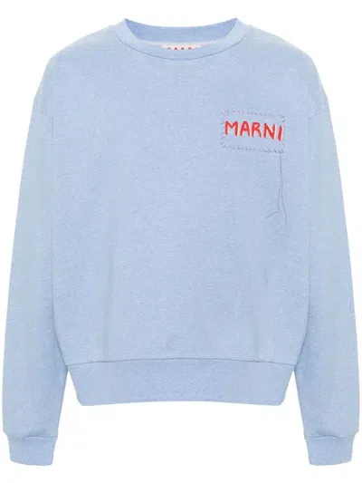 Marni Logo-print Sweatshirt In Blau