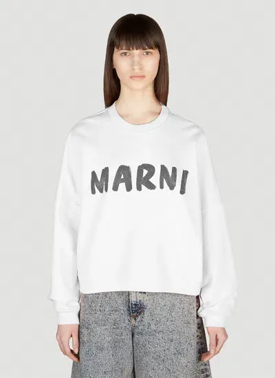 Marni Logo Print Sweatshirt In White