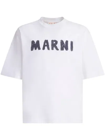 Marni Logo Print T-shirt In White