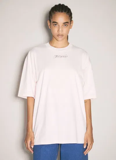 Marni Logo Print T-shirt In Pink