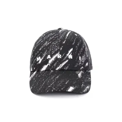 Marni Logo Printed Baseball Cap In Black