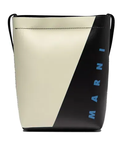 Marni Logo Printed Bicolour Crossbody Bag In Multicolour