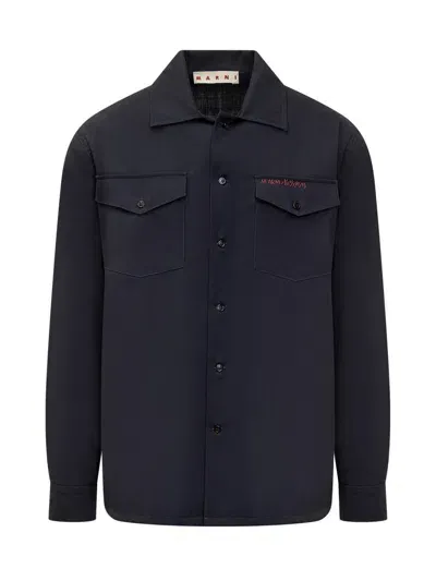 Marni Shirt With Logo In Blue