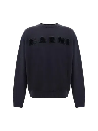 Marni Logo Sweatshirt In Blue