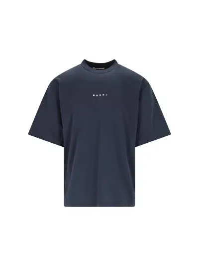 Marni Logo T-shirt In Blue