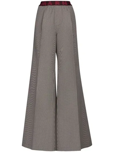 Marni Wool Twill Logo Flared Pants In Multicolor