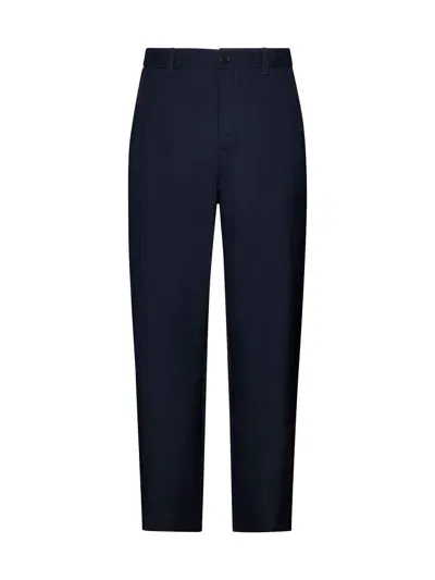 Marni Logo Wool Trousers In Blu Black