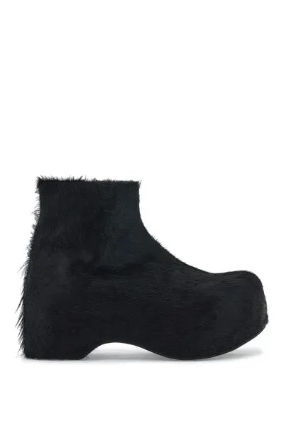 Marni 'long-haired Chunky Ankle Boots In Black