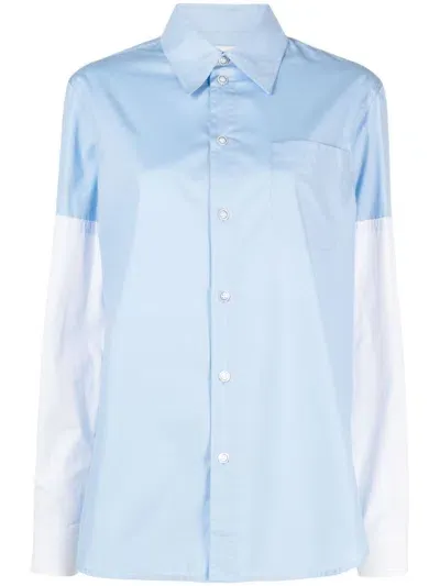 Marni Long-sleeve Cotton Shirt In Blue