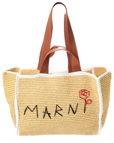 Marni Macrame Sillo Shopper Tote In Beige