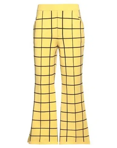 Marni Checked Palazzo Trousers In Yellow