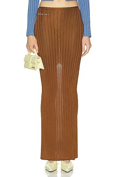 Marni Ribbed-knit Maxi Skirt In Cigar