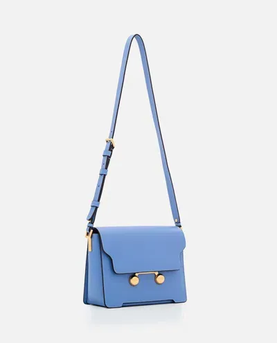 Marni Medium Trunkaroo Leather Shoulder Bag In Clear Blue