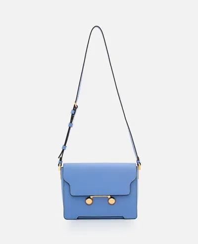 Marni Medium Leather Shoulder Bag In Sky Blue