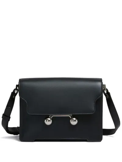 Marni Medium Trunkaroo Leather Shoulder Bag In Black