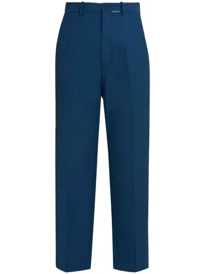 Marni Mending-logo Trousers In Blue