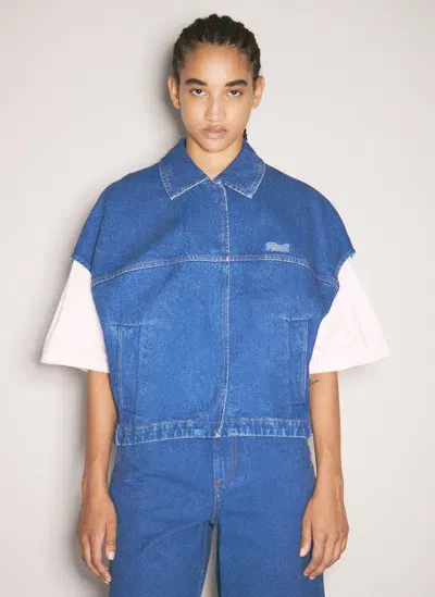 Marni Mending Patch Denim Jacket In Blue