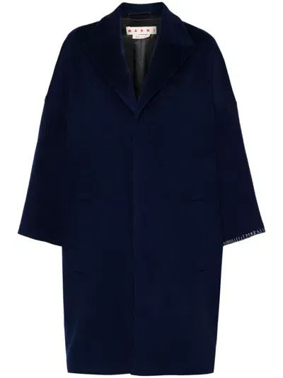 Marni Felted Midi Coat In Blue