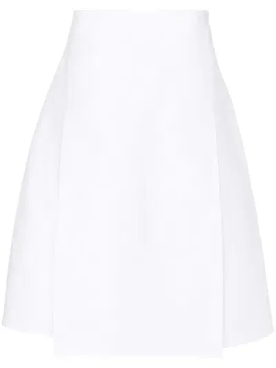 Marni Pleat-detail Cotton Midi Skirt In White