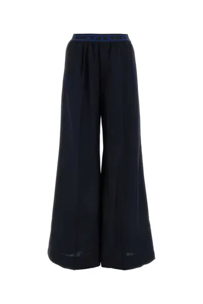 Marni Wide-leg Virgin Wool Trousers In Blue