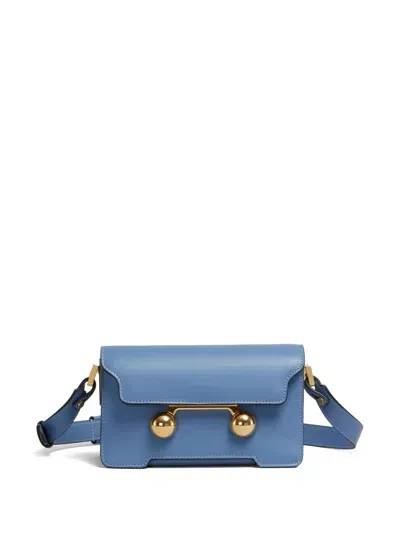 Marni Mini Trunkaroo Leather Shoulder Bag In Blue