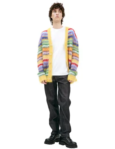 Marni Mohair Striped Cardigan In Multicolor