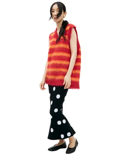 Marni Mohair Striped Vest In Red