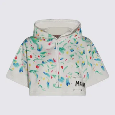 Marni Multicolor Cotton Sweatshirt In Natural White