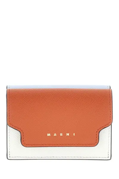 Marni Multicolor Leather Tri-fold Wallet In Z678n