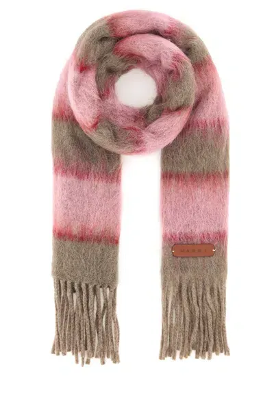 Marni Multicolor Wool Blend Scarf In Quartz