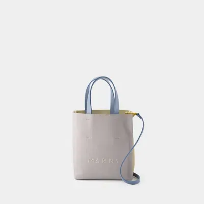 Marni Museo Soft Mini Shopper Bag -  - Leather - Blue In Grey