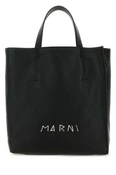 Marni Small N/s Museo Soft Leather Bag In Black