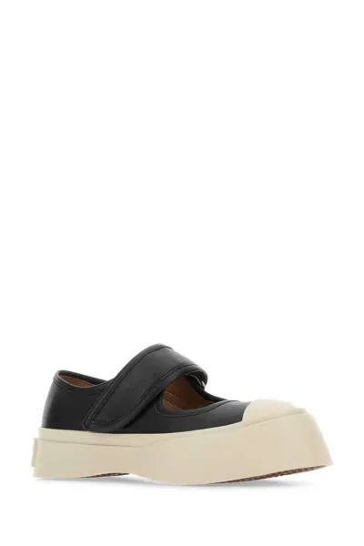 Marni Leather Mary Jane Sneakers In Black